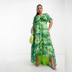 ASOS green floral dress - Size 24